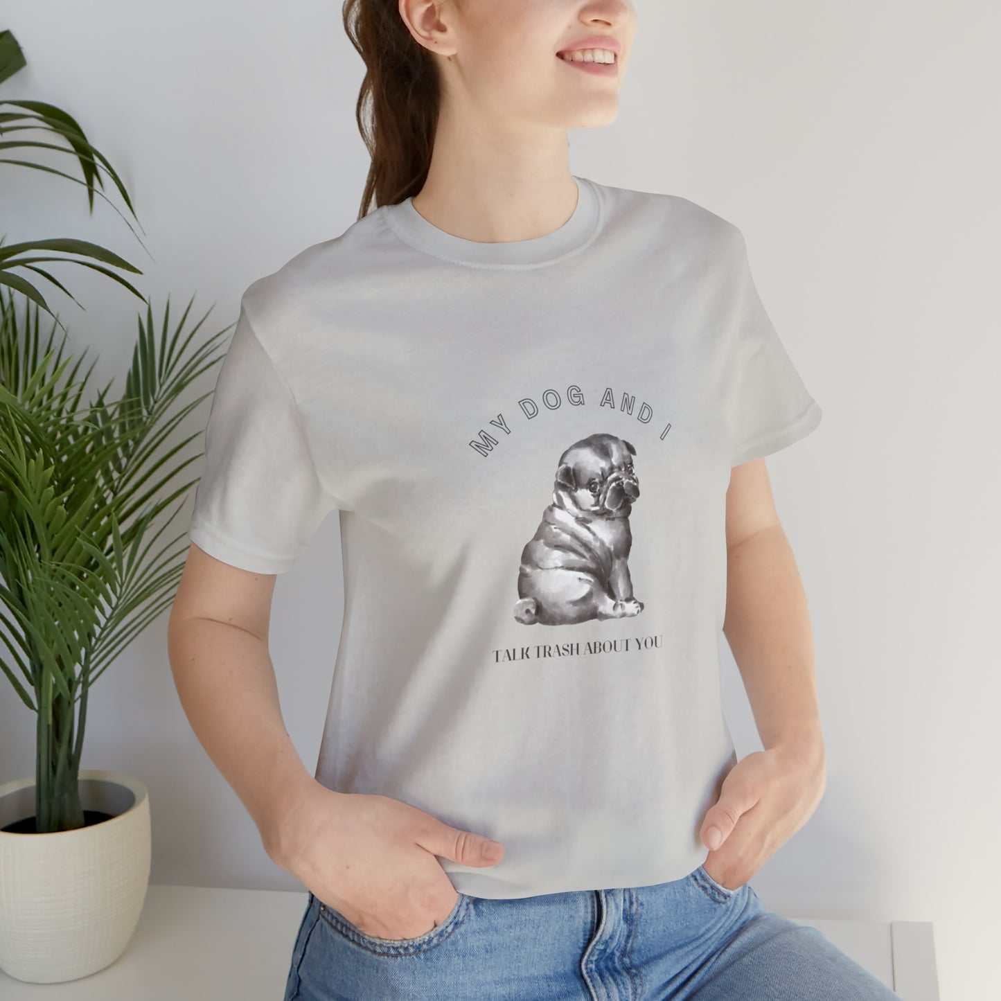 women's dog shirt funny cute grey