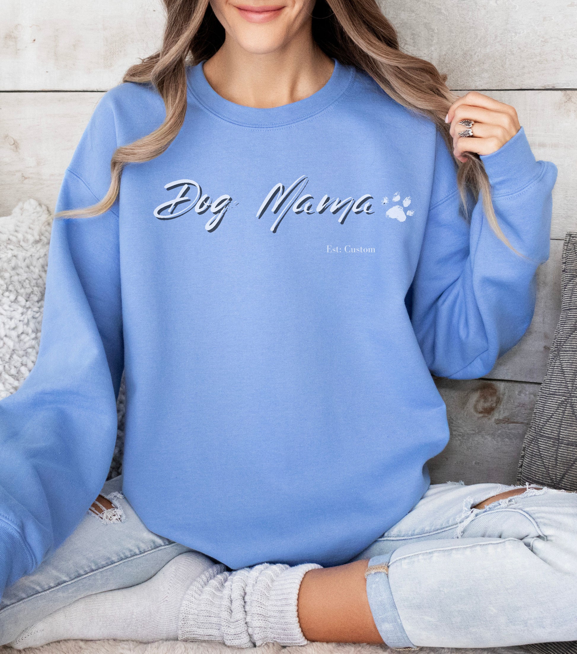 personalized Dog Mama Sweatshirt with custom dates