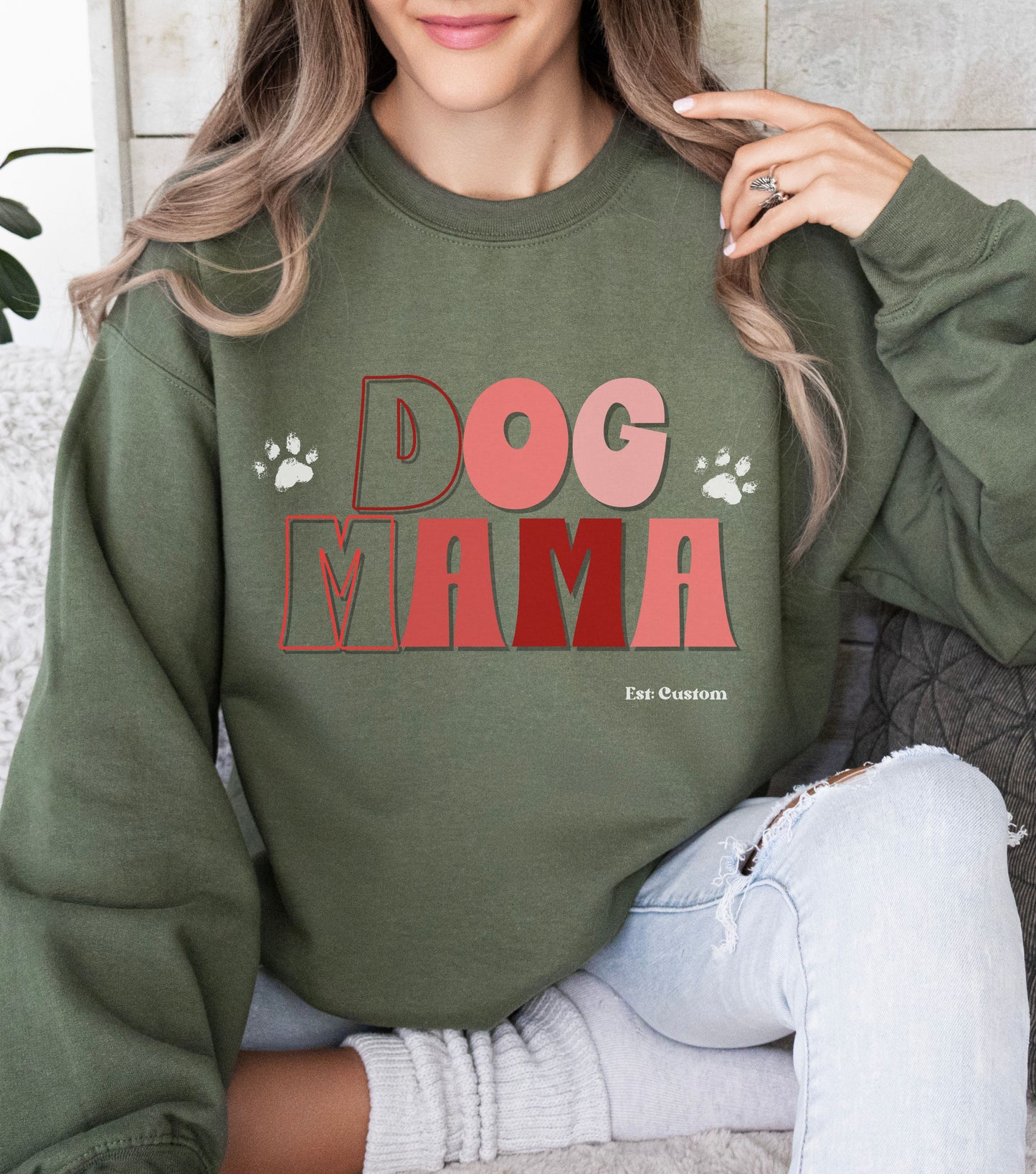 Custom Dog Mama Sweatshirt with Special Date Golden Retriever owner