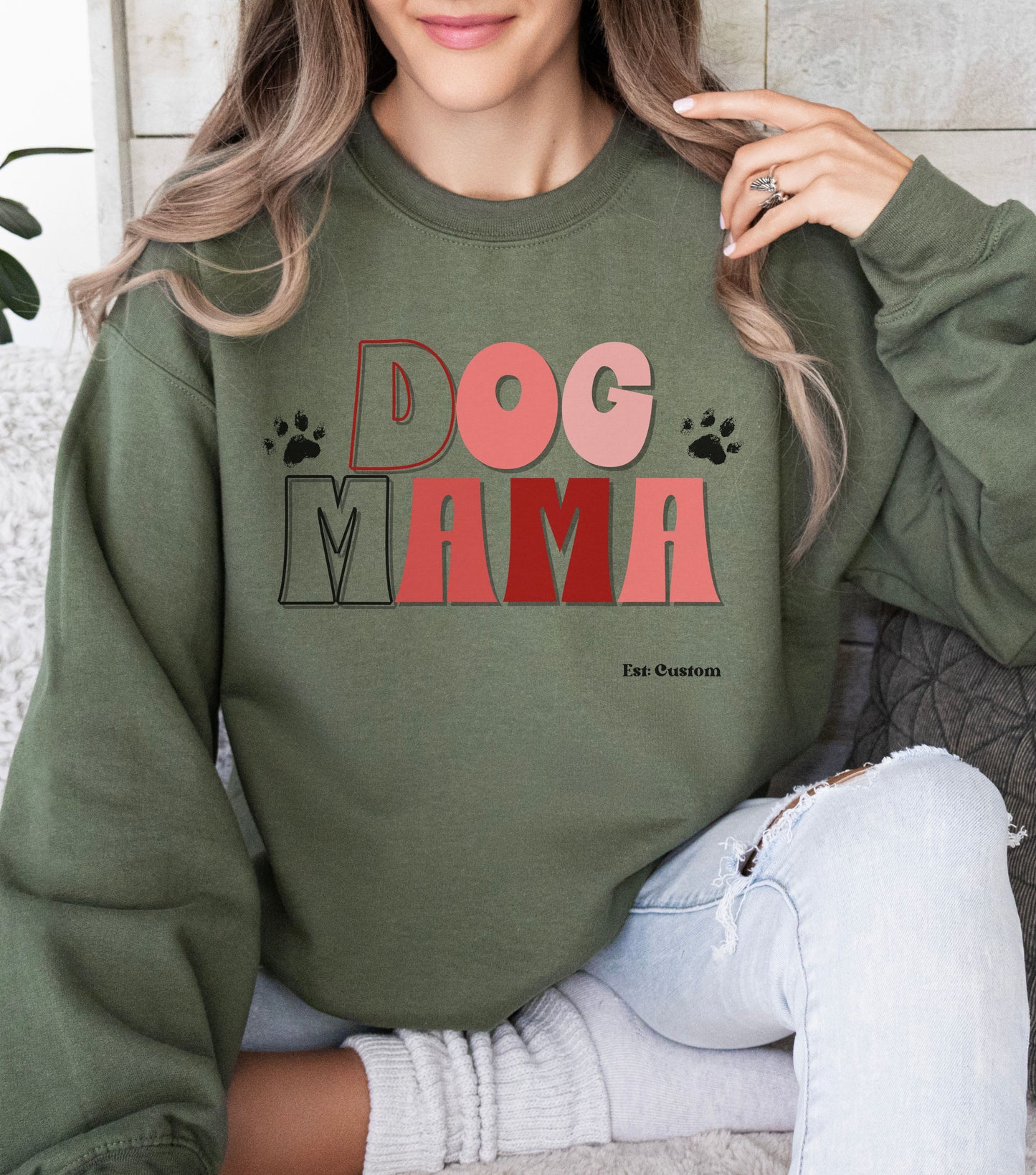 Personalized Dog Mama Sweatshirt- Trendy Crewneck
