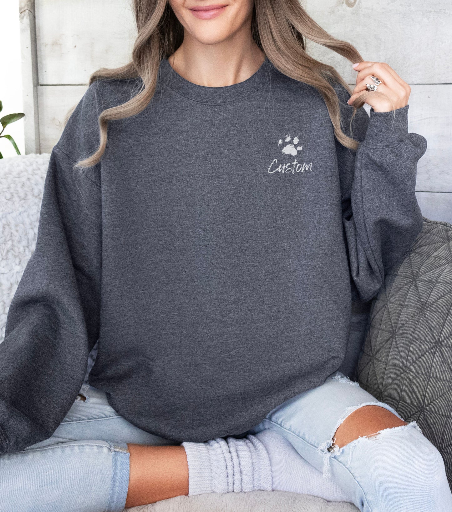 Custom name paw print Sweater custom gift for French Bulldog lover sweatshirt