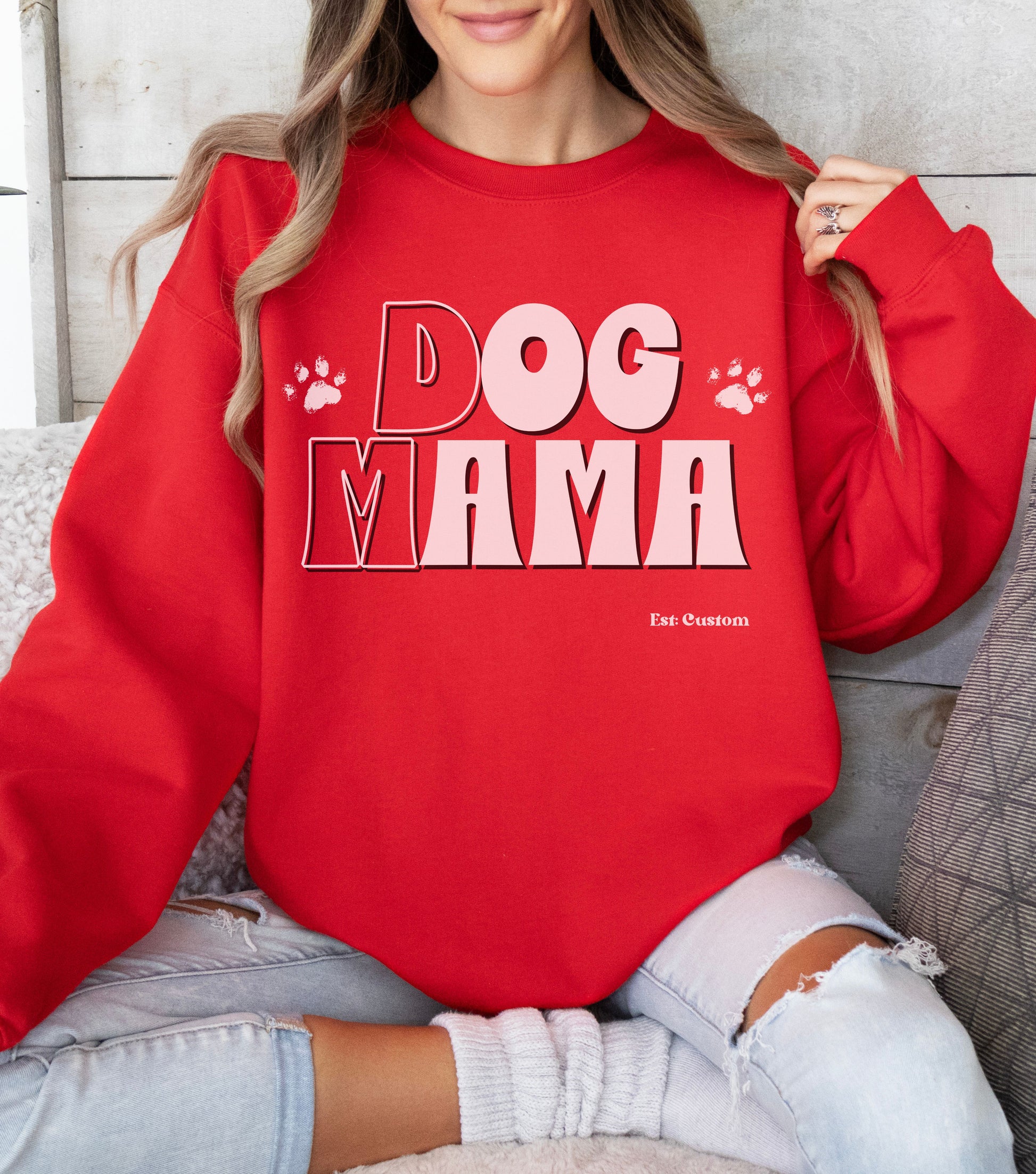 personalized Dog Mama Sweatshirt with custom dates