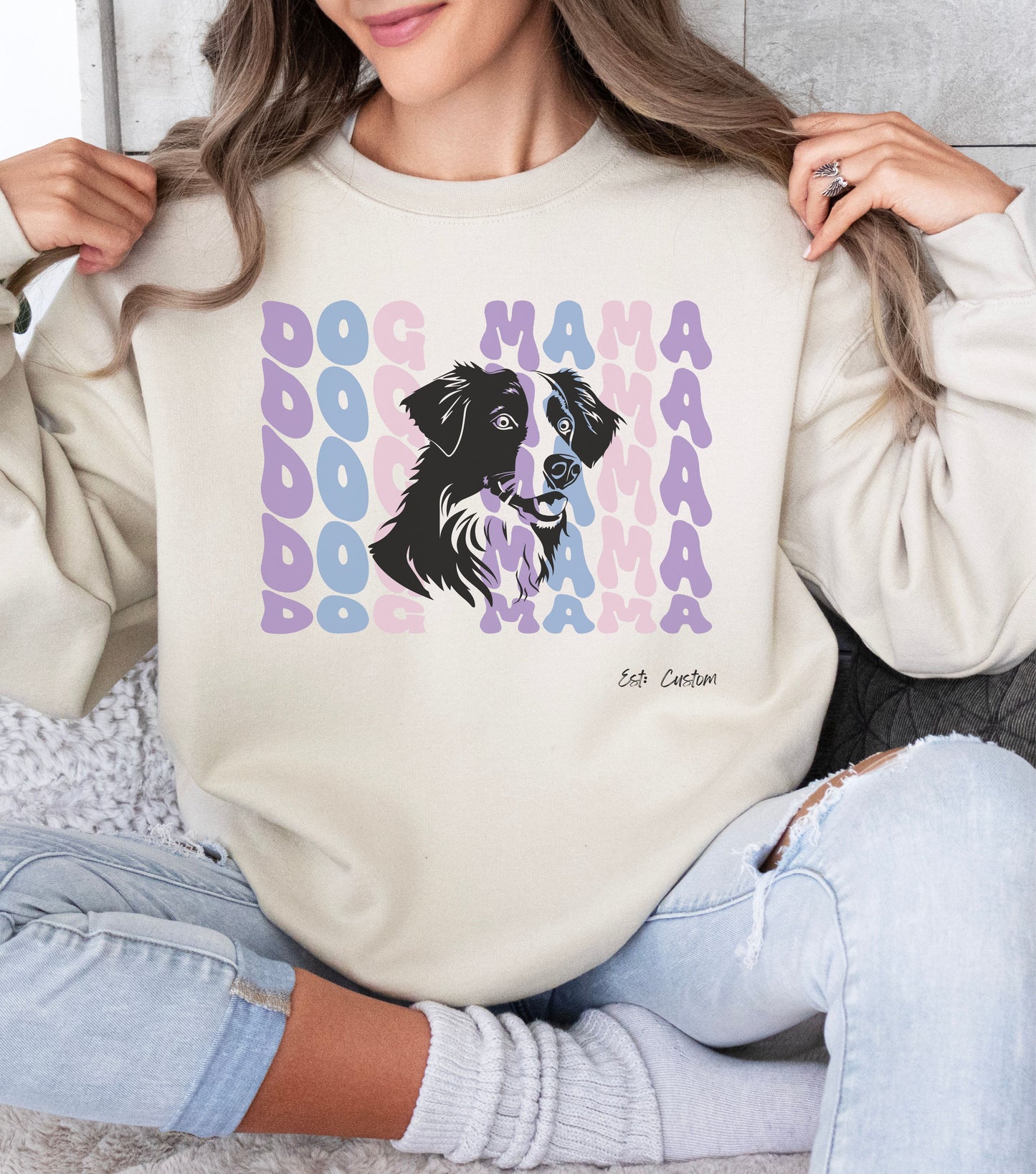 personalized trendy dog mama sweatshirt personalized gift for dog mom