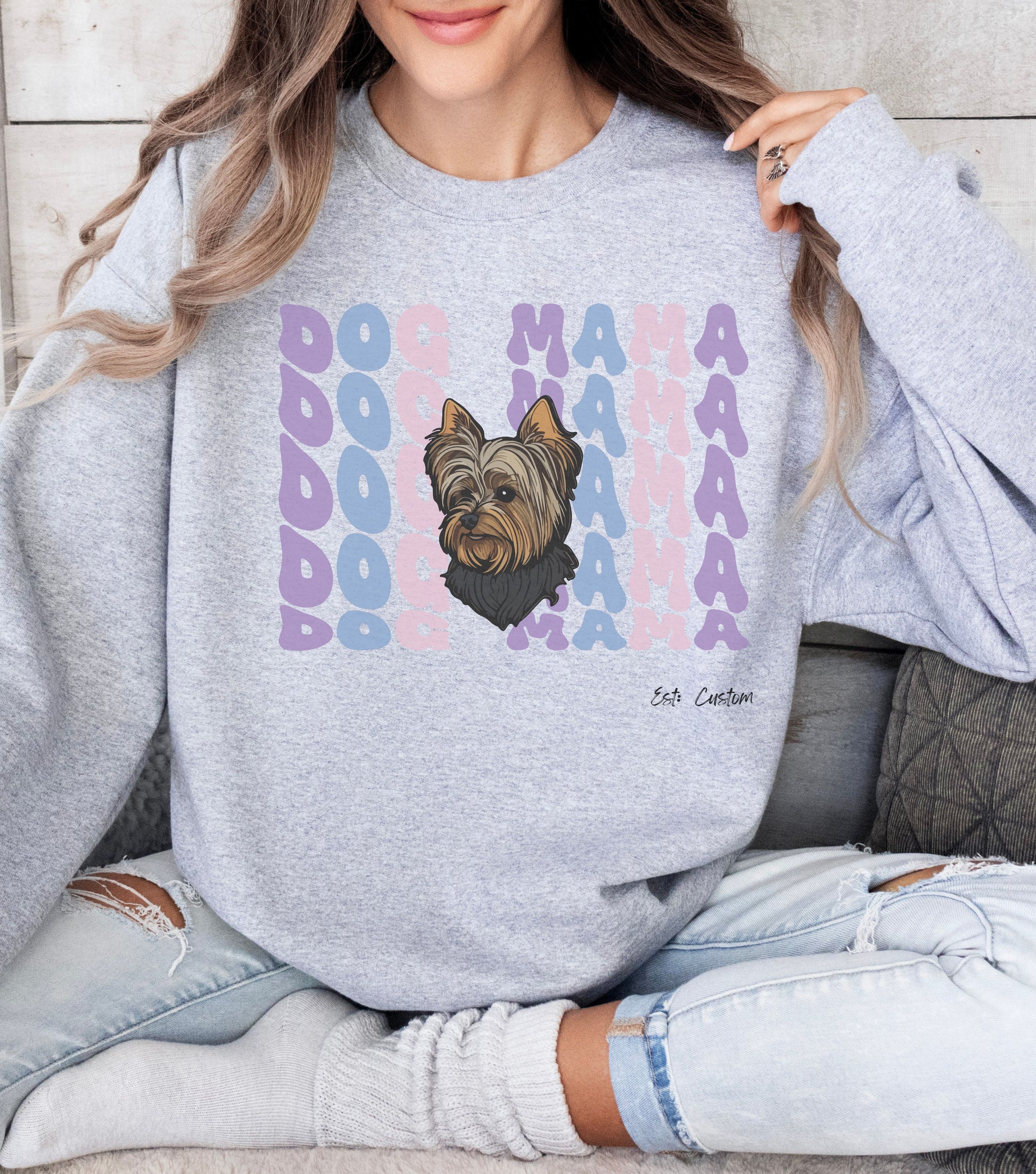 personalized dog face crewneck with custom Date new Pug dog mom present