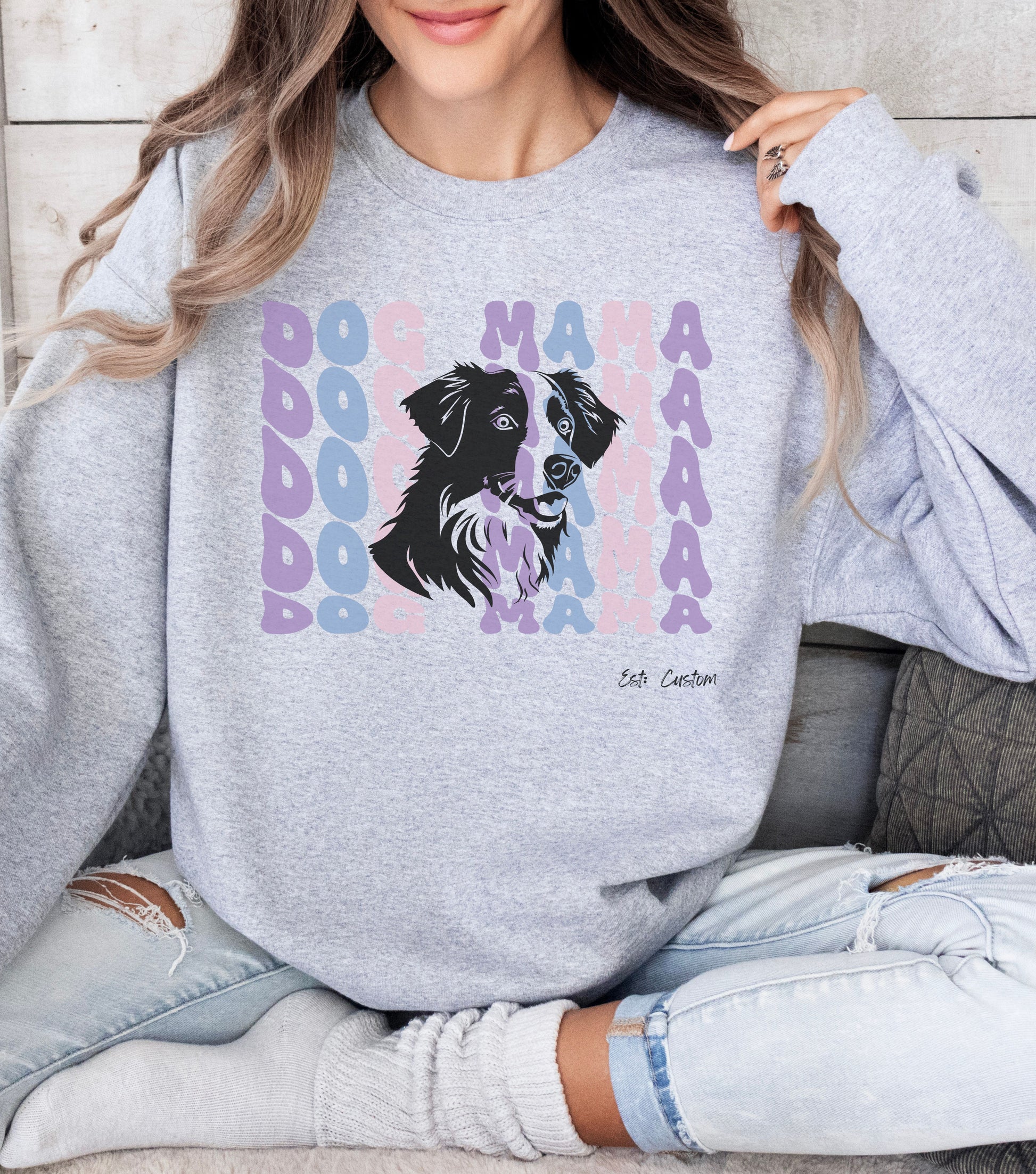 personalized dog face crewneck with custom Date new German Shepherd  dog mom present